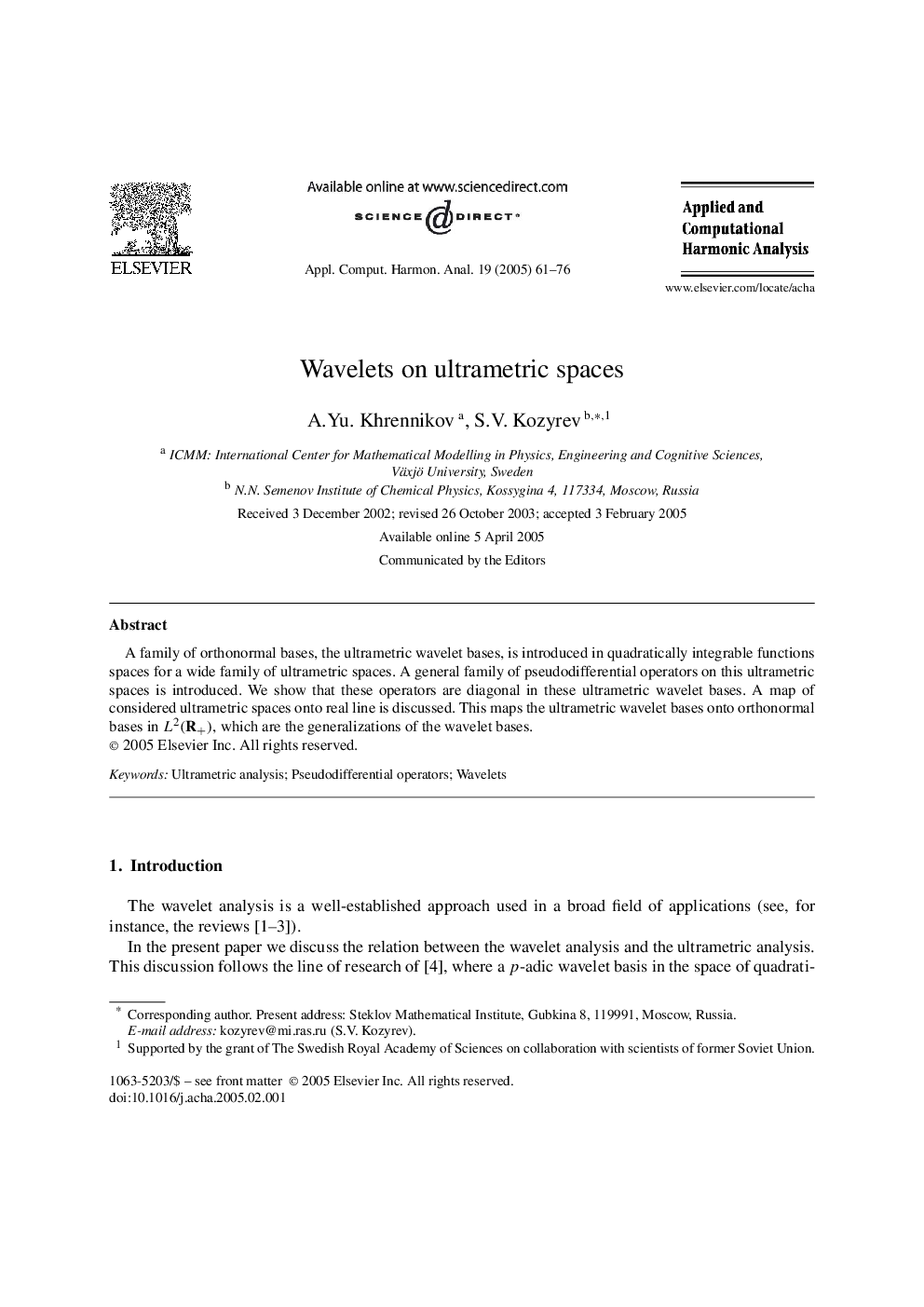 Wavelets on ultrametric spaces