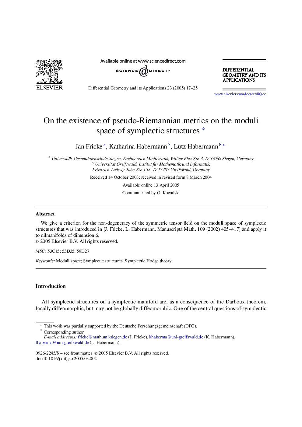 On the existence of pseudo-Riemannian metrics on the moduli space of symplectic structures