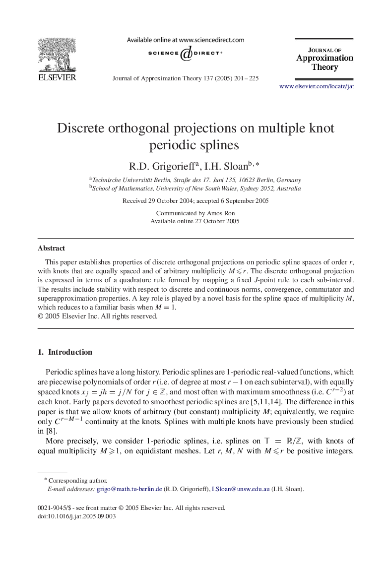 Discrete orthogonal projections on multiple knot periodic splines