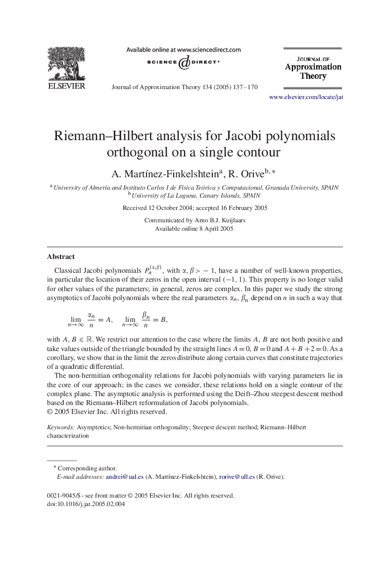 Riemann-Hilbert analysis for Jacobi polynomials orthogonal on a single contour