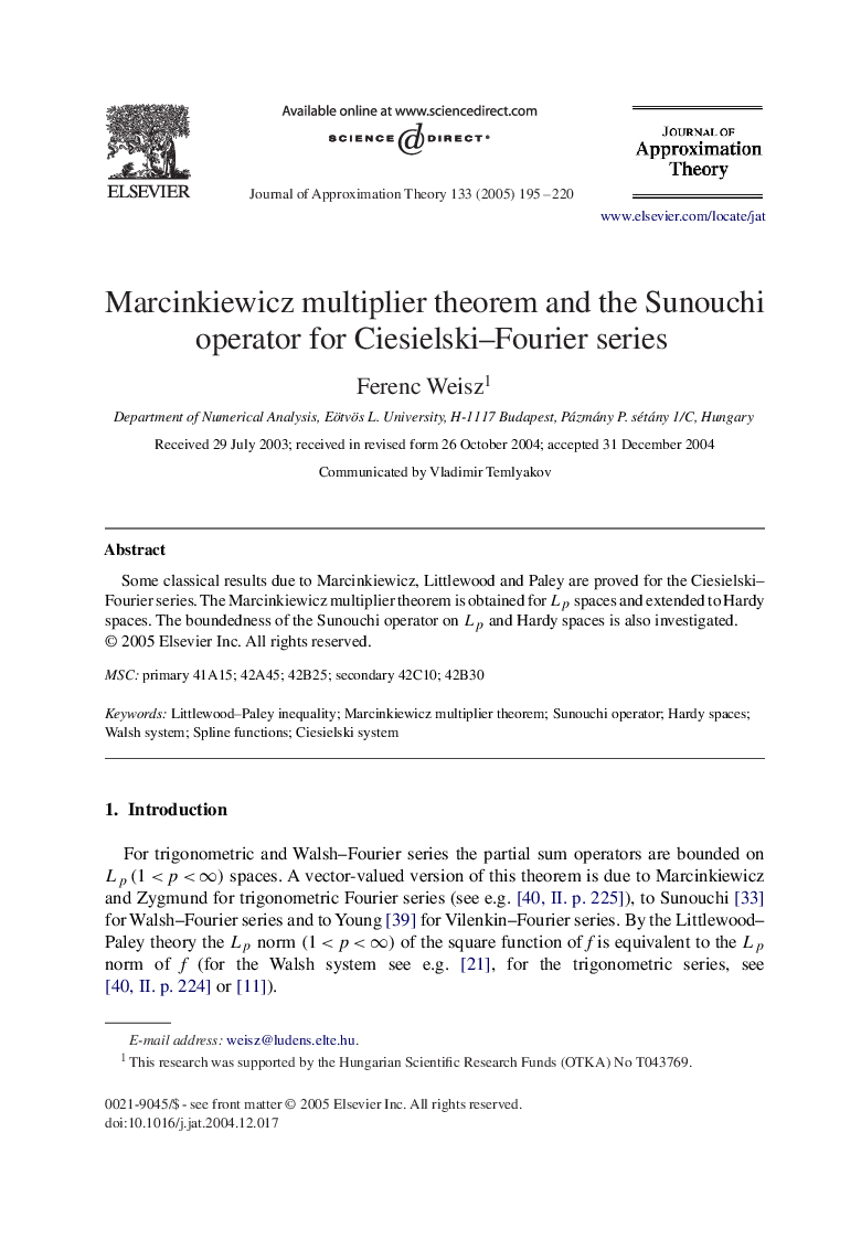 Marcinkiewicz multiplier theorem and the Sunouchi operator for Ciesielski-Fourier series
