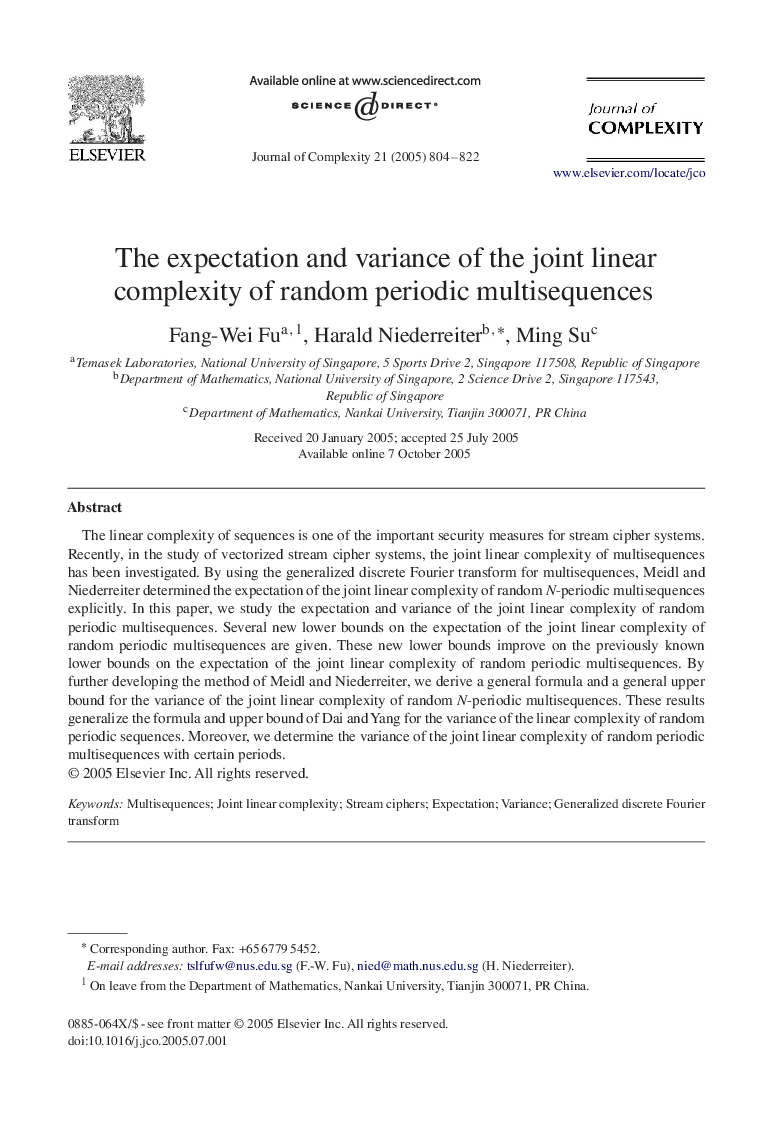 The expectation and variance of the joint linear complexity of random periodic multisequences