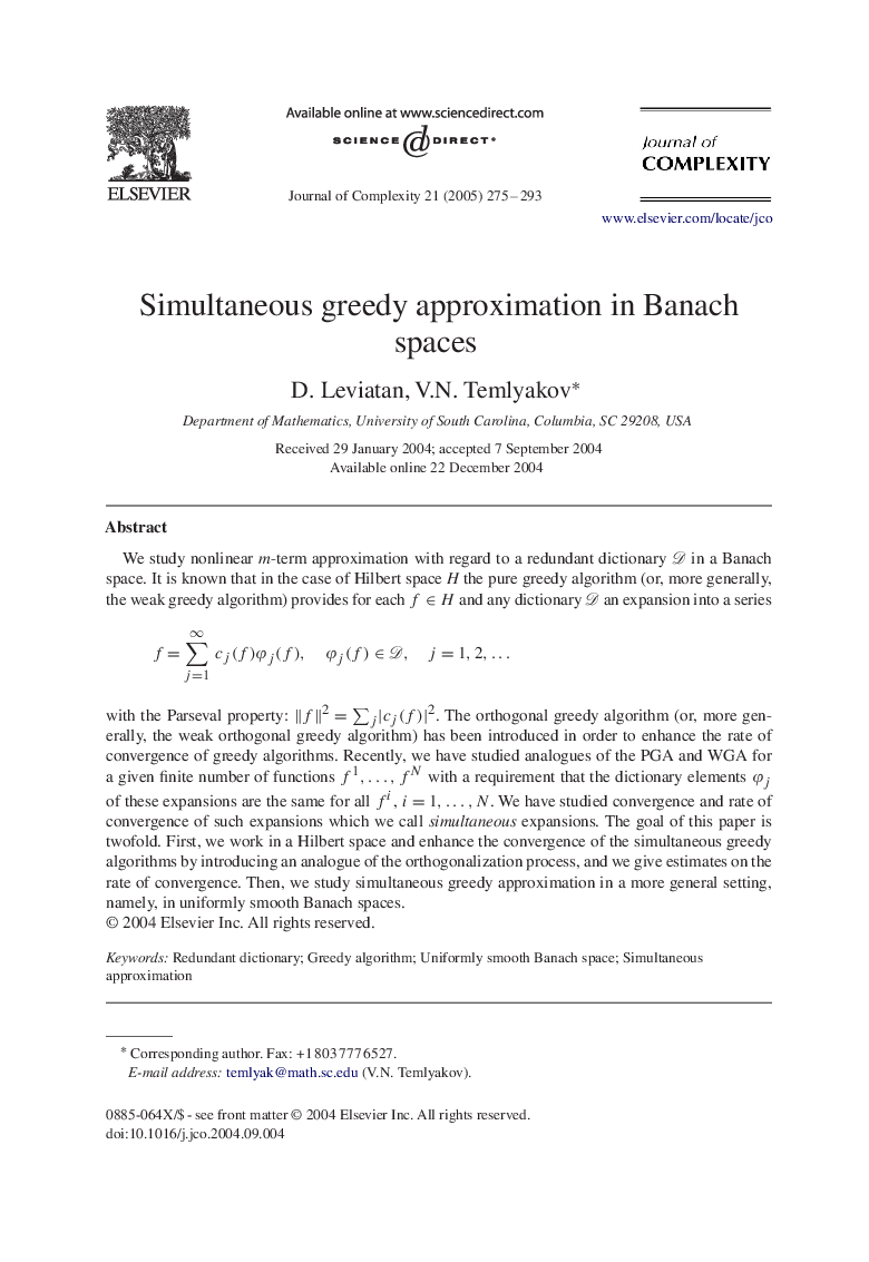 Simultaneous greedy approximation in Banach spaces