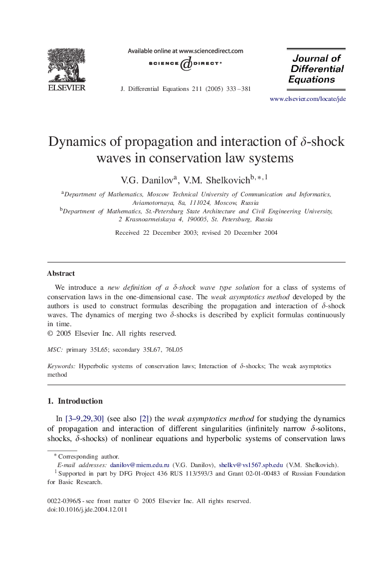 Dynamics of propagation and interaction of Î´-shock waves in conservation law systems