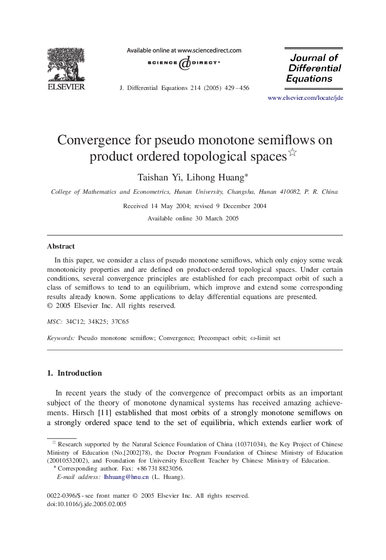 Convergence for pseudo monotone semiflows on product ordered topological spaces