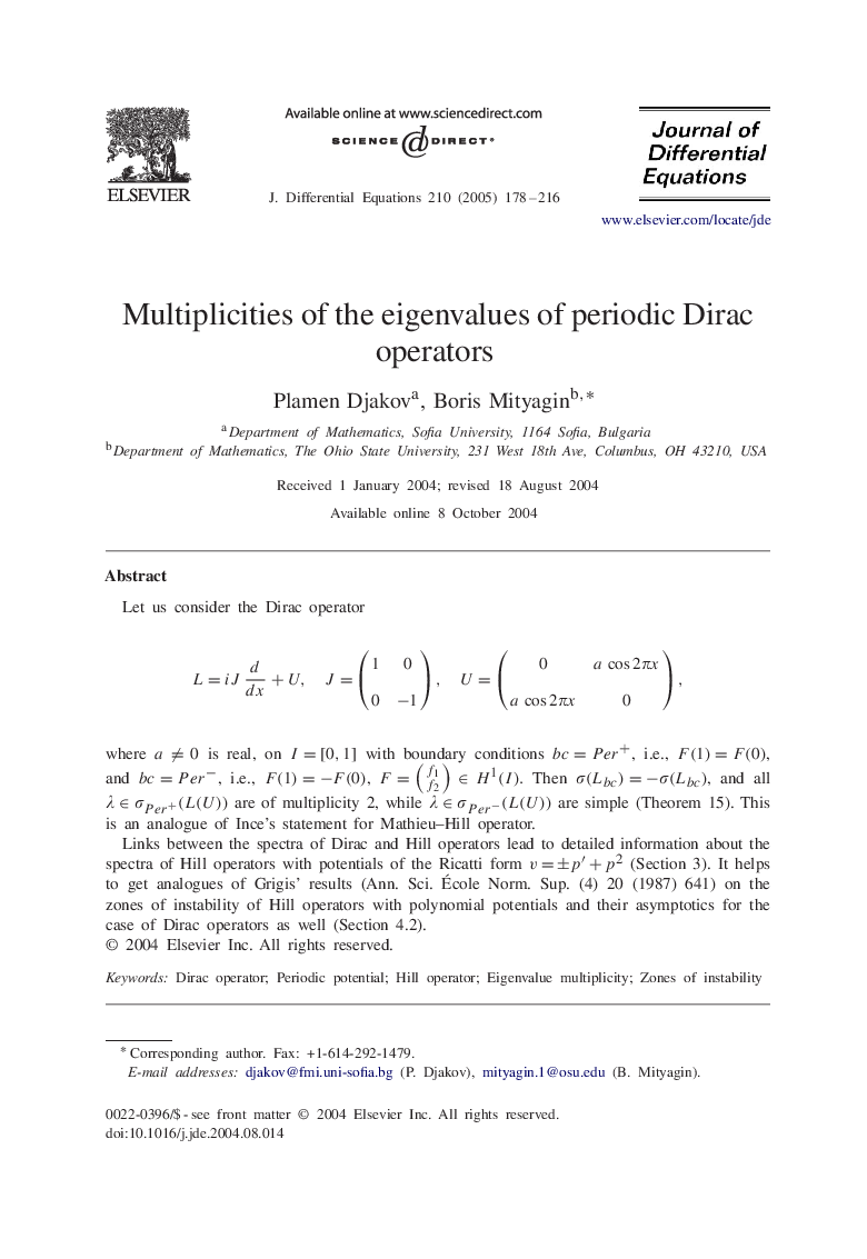 Multiplicities of the eigenvalues of periodic Dirac operators