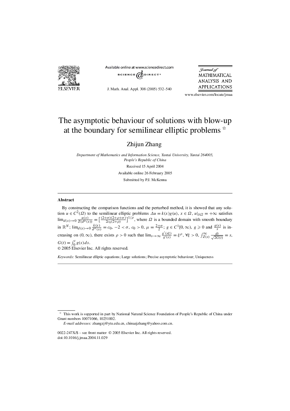 The asymptotic behaviour of solutions with blow-up at the boundary for semilinear elliptic problems