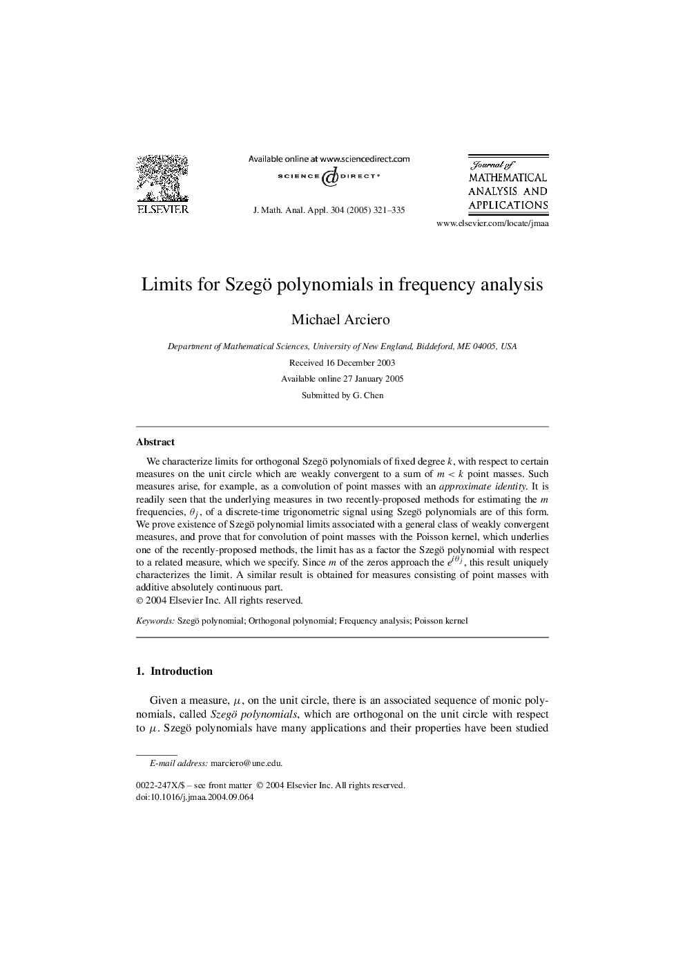 Limits for Szegö polynomials in frequency analysis