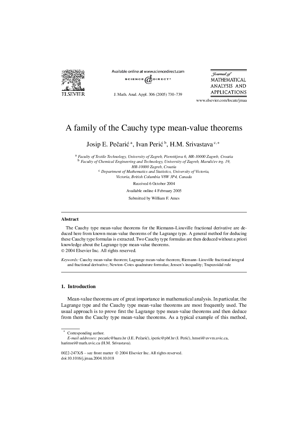 A family of the Cauchy type mean-value theorems