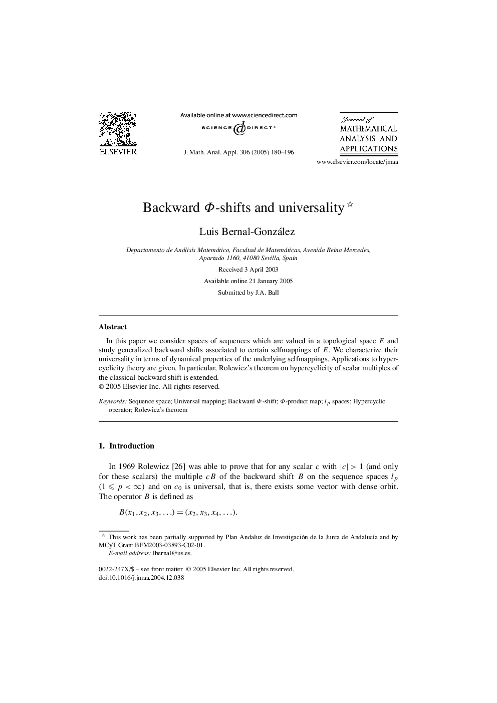 Backward Î¦-shifts and universality