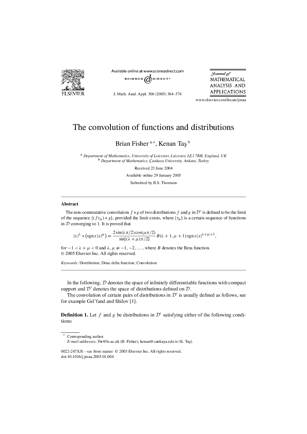 The convolution of functions and distributions