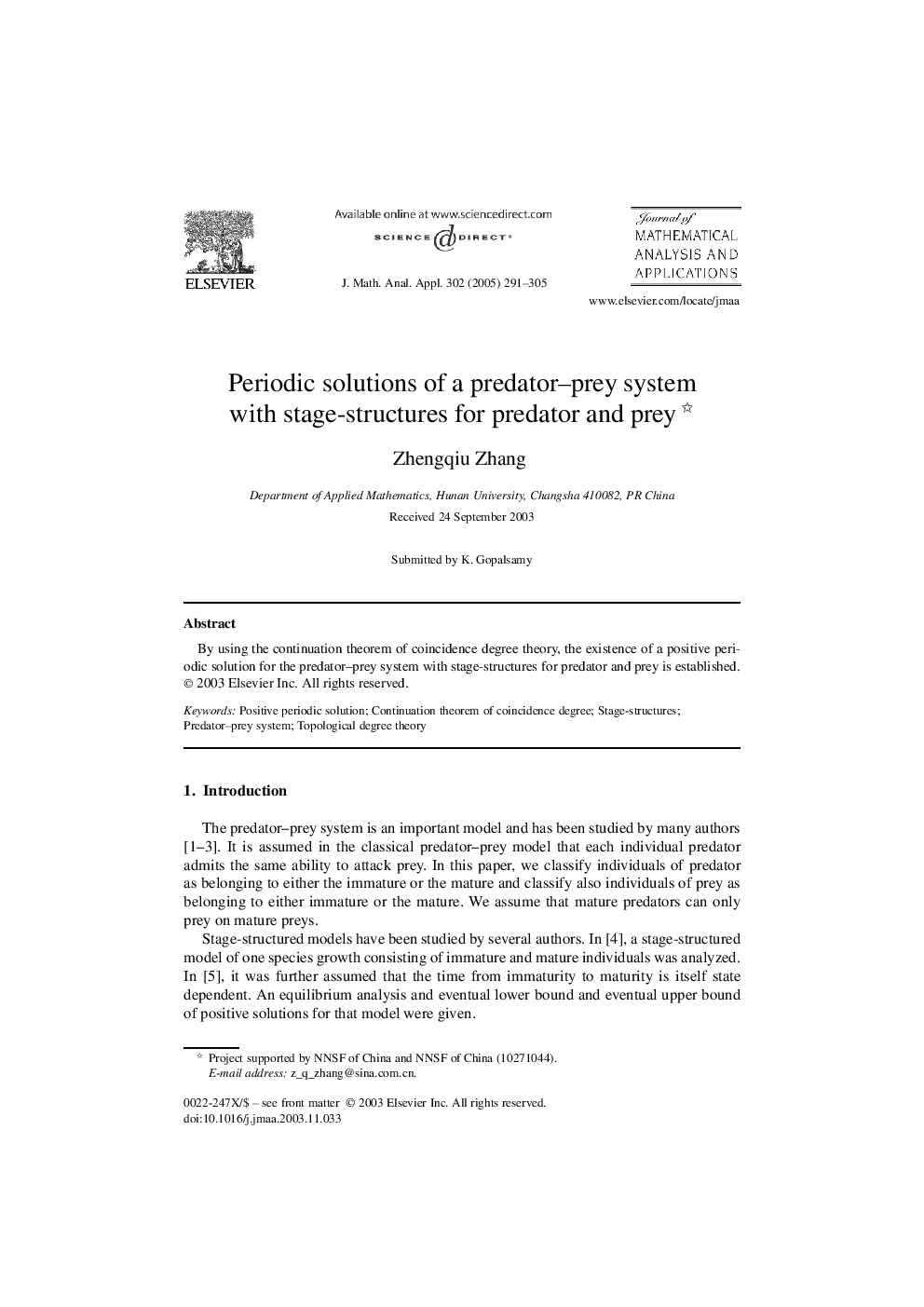 Periodic solutions of a predator-prey system with stage-structures for predator and prey