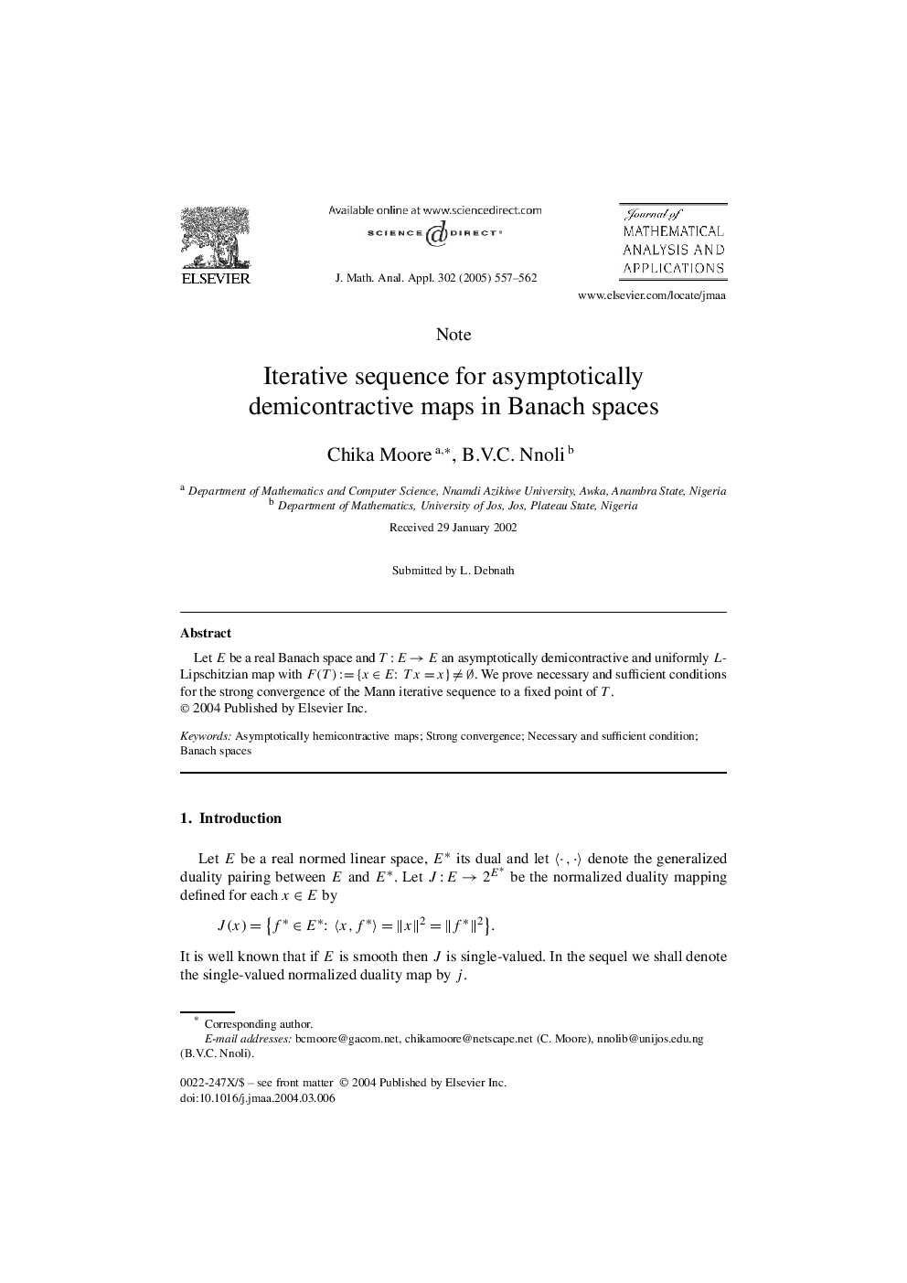 Iterative sequence for asymptotically demicontractive maps in Banach spaces