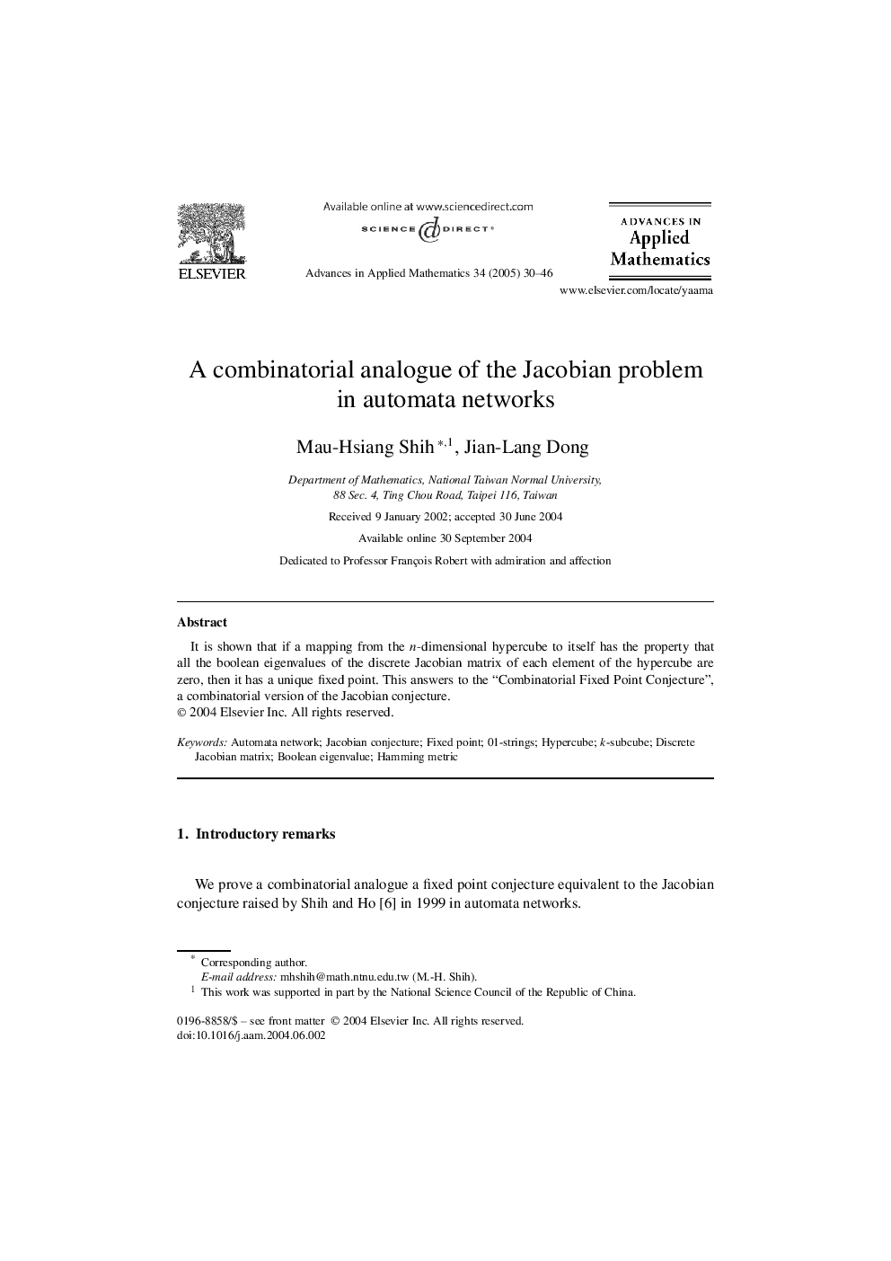 A combinatorial analogue of the Jacobian problem in automata networks