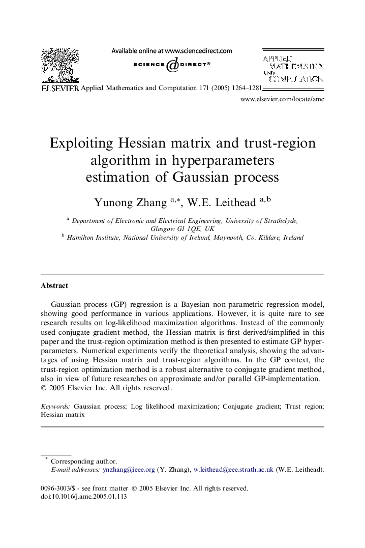 Exploiting Hessian matrix and trust-region algorithm in hyperparameters estimation of Gaussian process