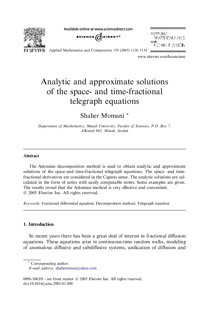 Analytic and approximate solutions of the space- and time-fractional telegraph equations