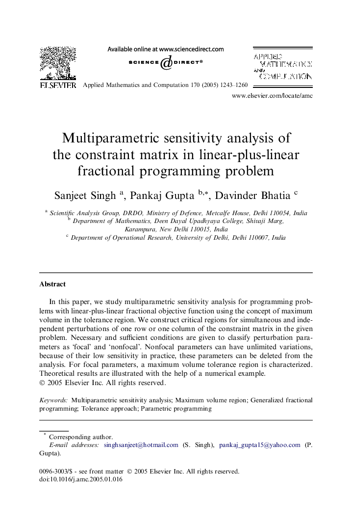 Multiparametric sensitivity analysis of the constraint matrix in linear-plus-linear fractional programming problem