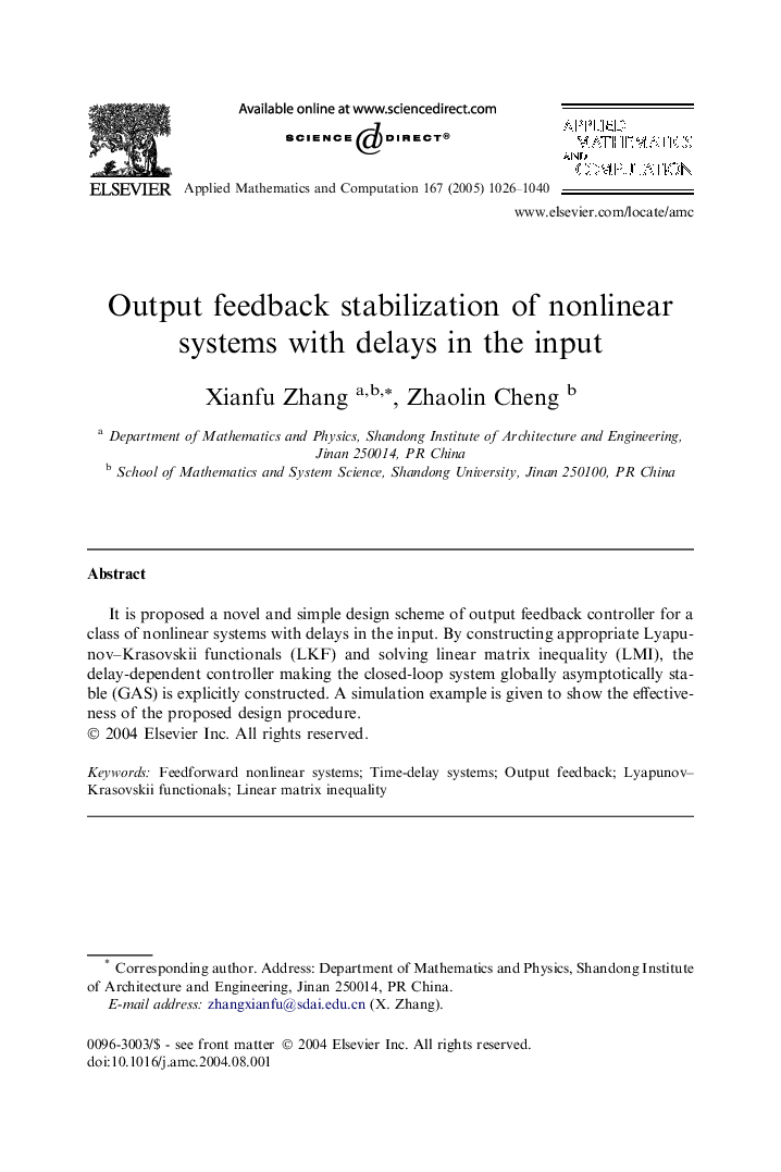 Output feedback stabilization of nonlinear systems with delays in the input