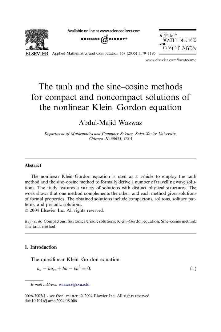 The tanh and the sine-cosine methods for compact and noncompact solutions of the nonlinear Klein-Gordon equation