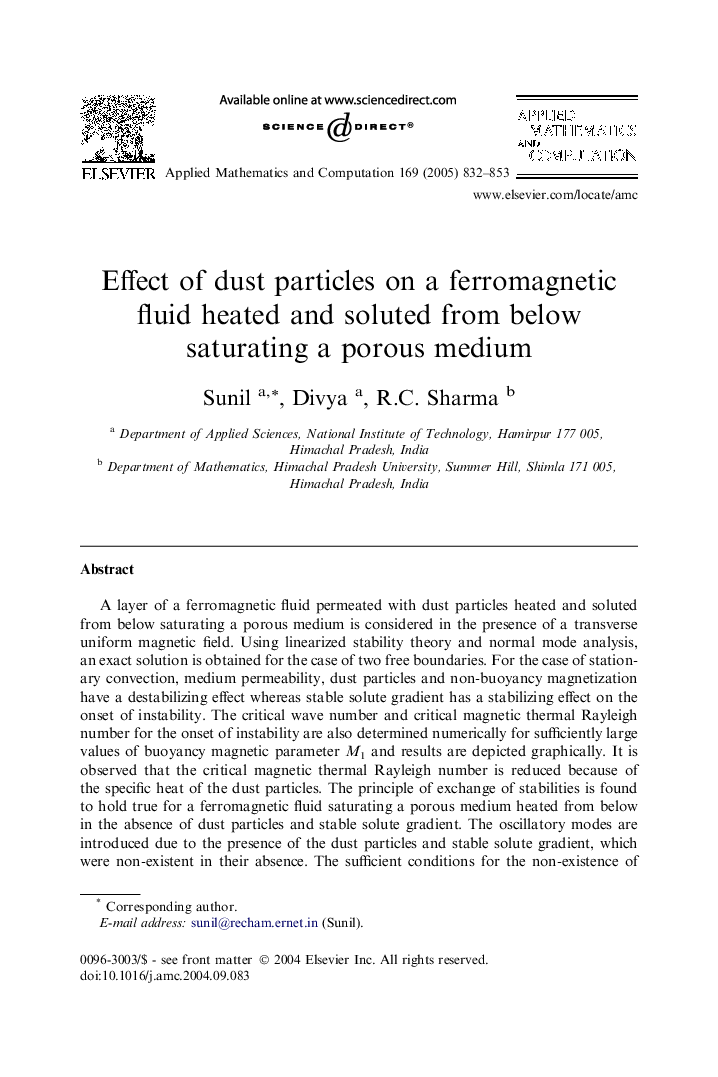 Effect of dust particles on a ferromagnetic fluid heated and soluted from below saturating a porous medium