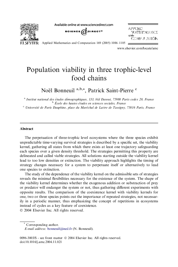 Population viability in three trophic-level food chains