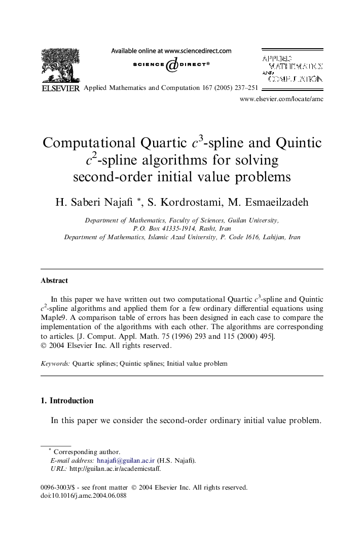 Computational Quartic c3-spline and Quintic c2-spline algorithms for solving second-order initial value problems