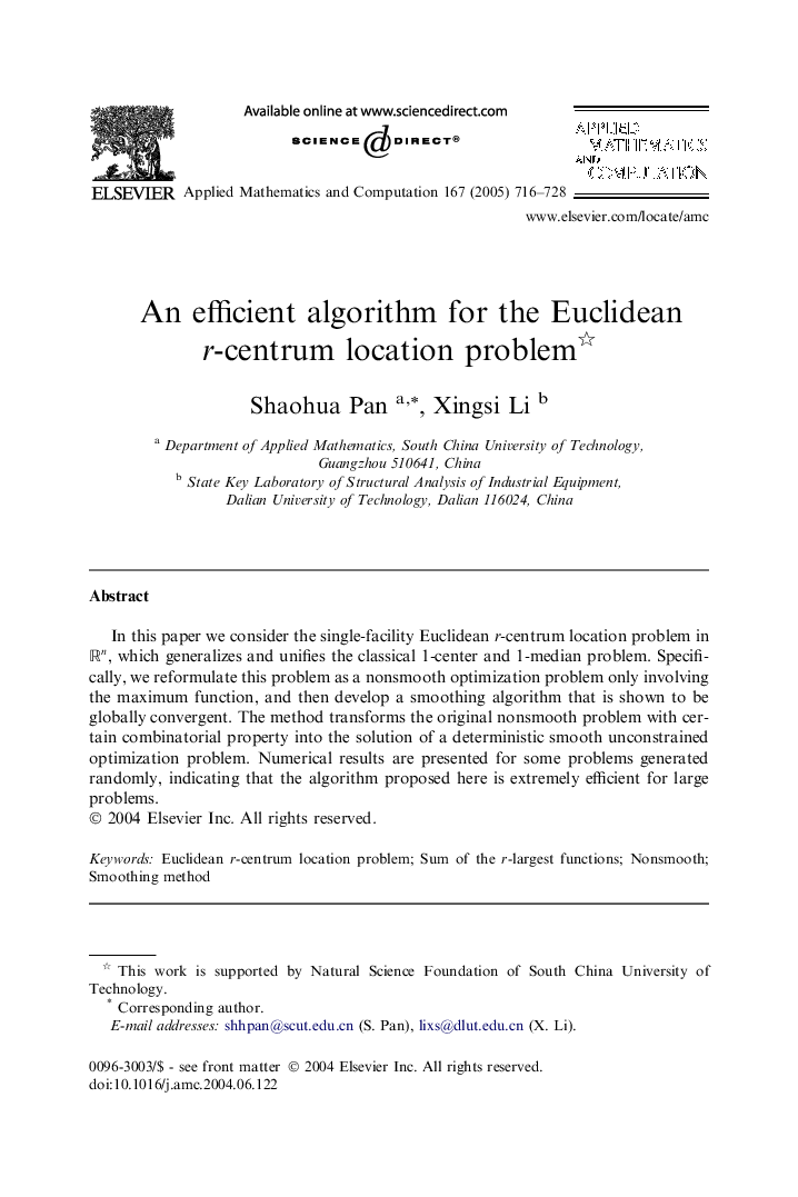 An efficient algorithm for the Euclidean r-centrum location problem