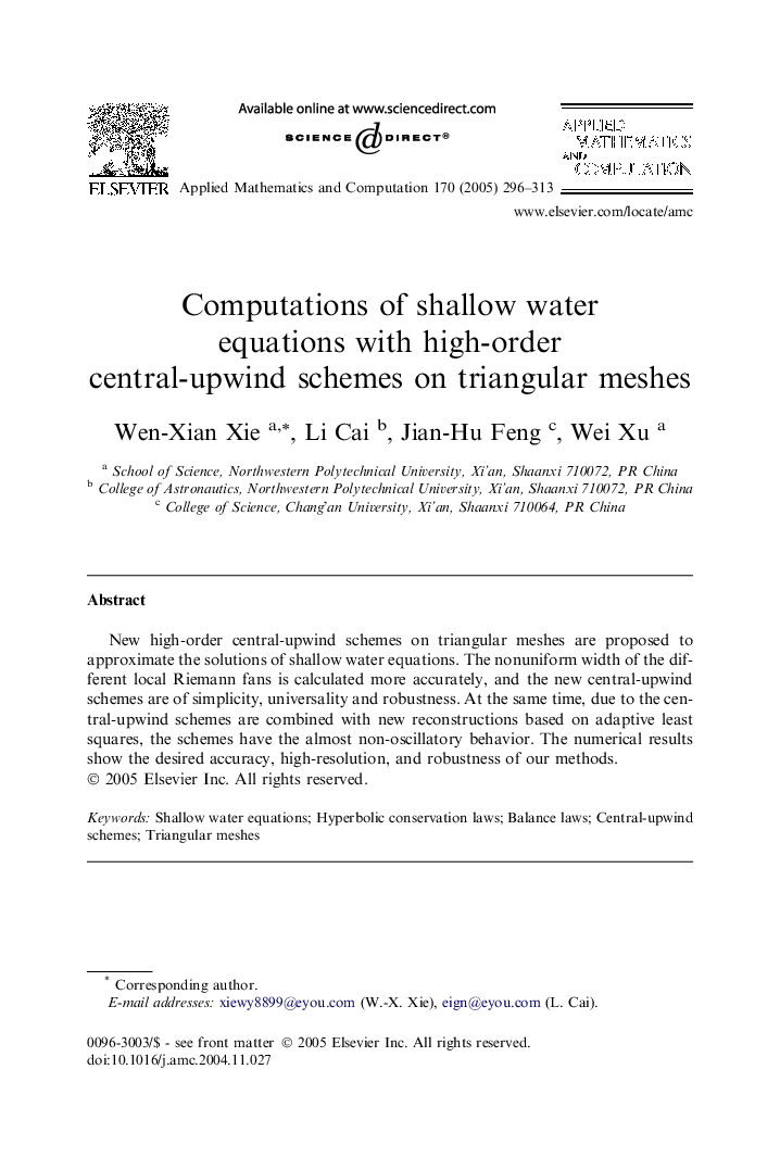 Computations of shallow water equations with high-order central-upwind schemes on triangular meshes