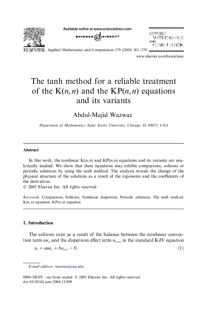 The tanh method for a reliable treatment of the K(n,Â n) and the KP(n,Â n) equations and its variants