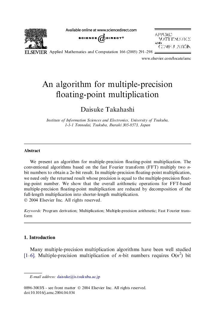 An algorithm for multiple-precision floating-point multiplication