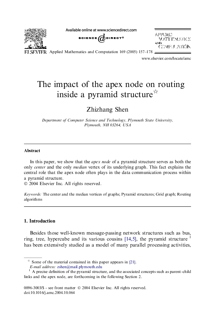 The impact of the apex node on routing inside a pyramid structure