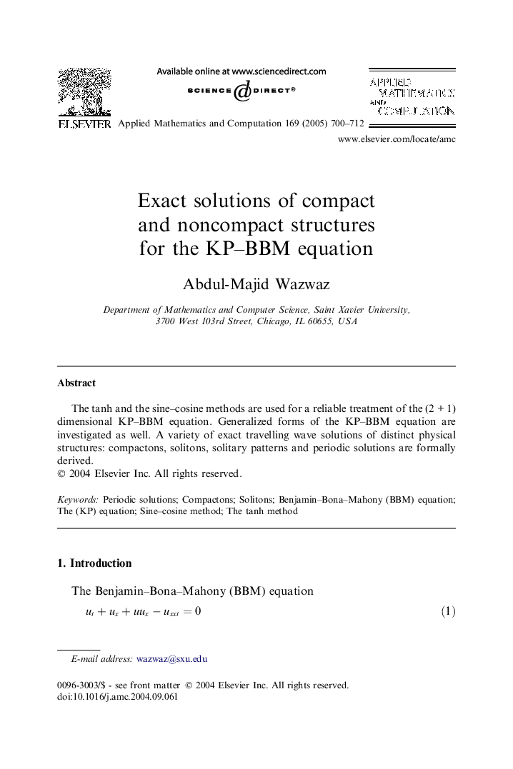 Exact solutions of compact and noncompact structures for the KP-BBM equation