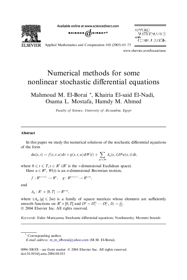 Numerical methods for some nonlinear stochastic differential equations