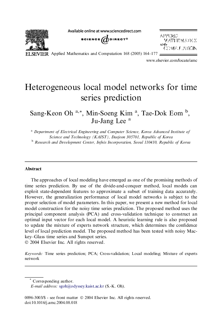 Heterogeneous local model networks for time series prediction