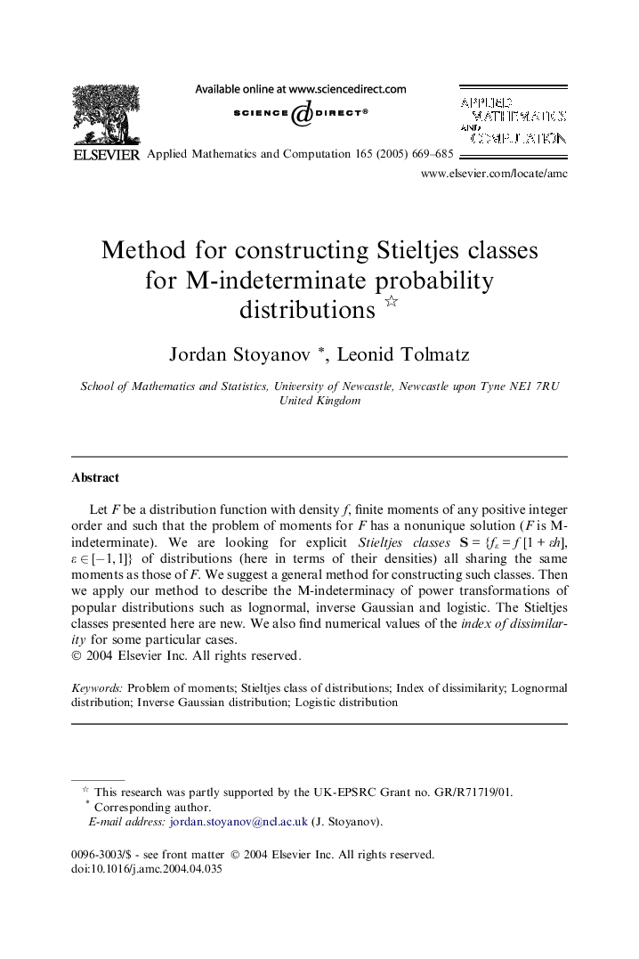 Method for constructing Stieltjes classes for M-indeterminate probability distributions