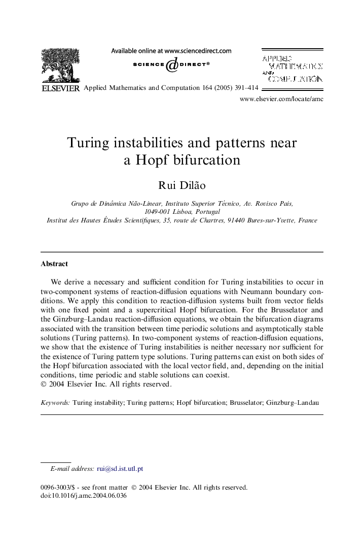 Turing instabilities and patterns near a Hopf bifurcation