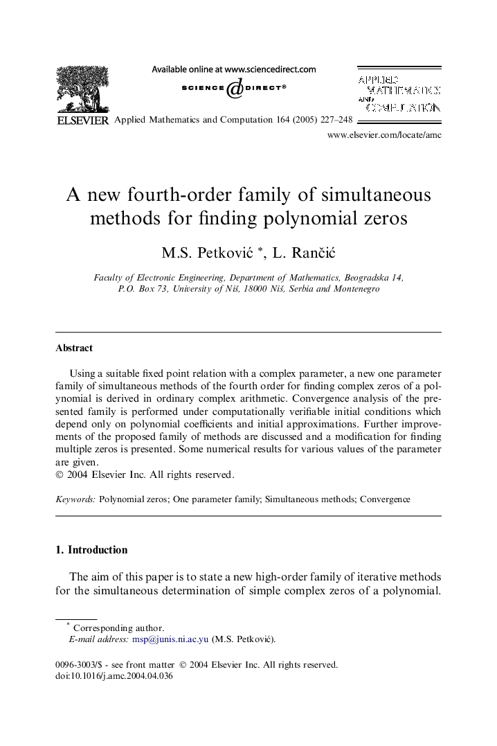 A new fourth-order family of simultaneous methods for finding polynomial zeros