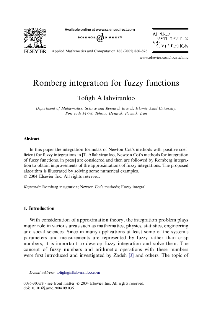 Romberg integration for fuzzy functions