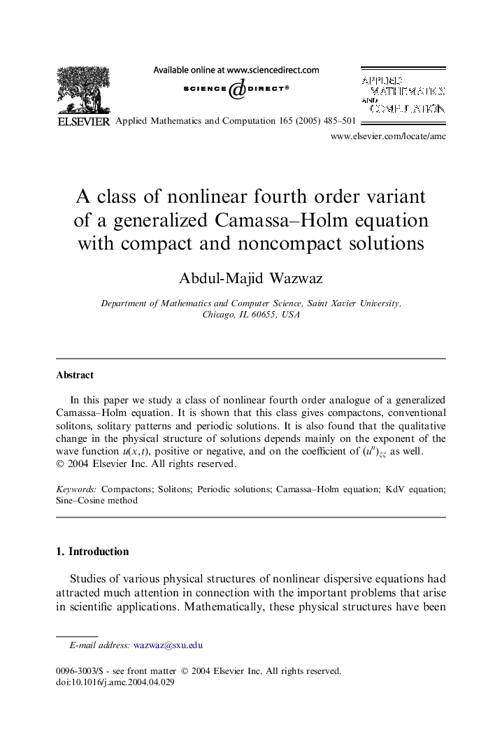 A class of nonlinear fourth order variant of a generalized Camassa-Holm equation with compact and noncompact solutions