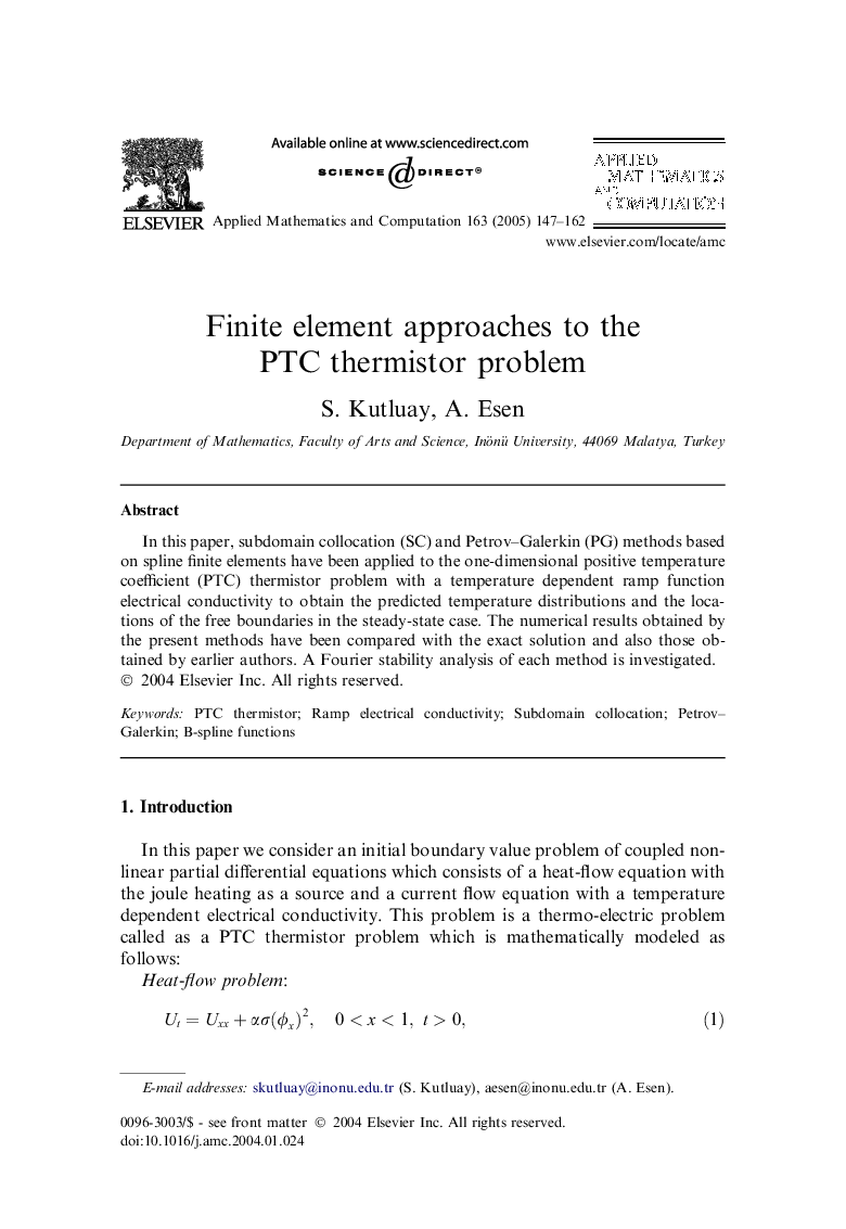 Finite element approaches to the PTC thermistor problem