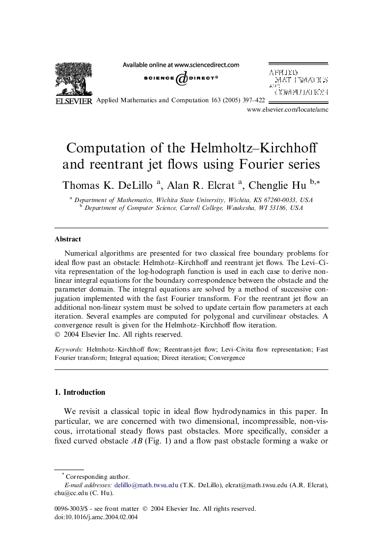 Computation of the Helmholtz-Kirchhoff and reentrant jet flows using Fourier series