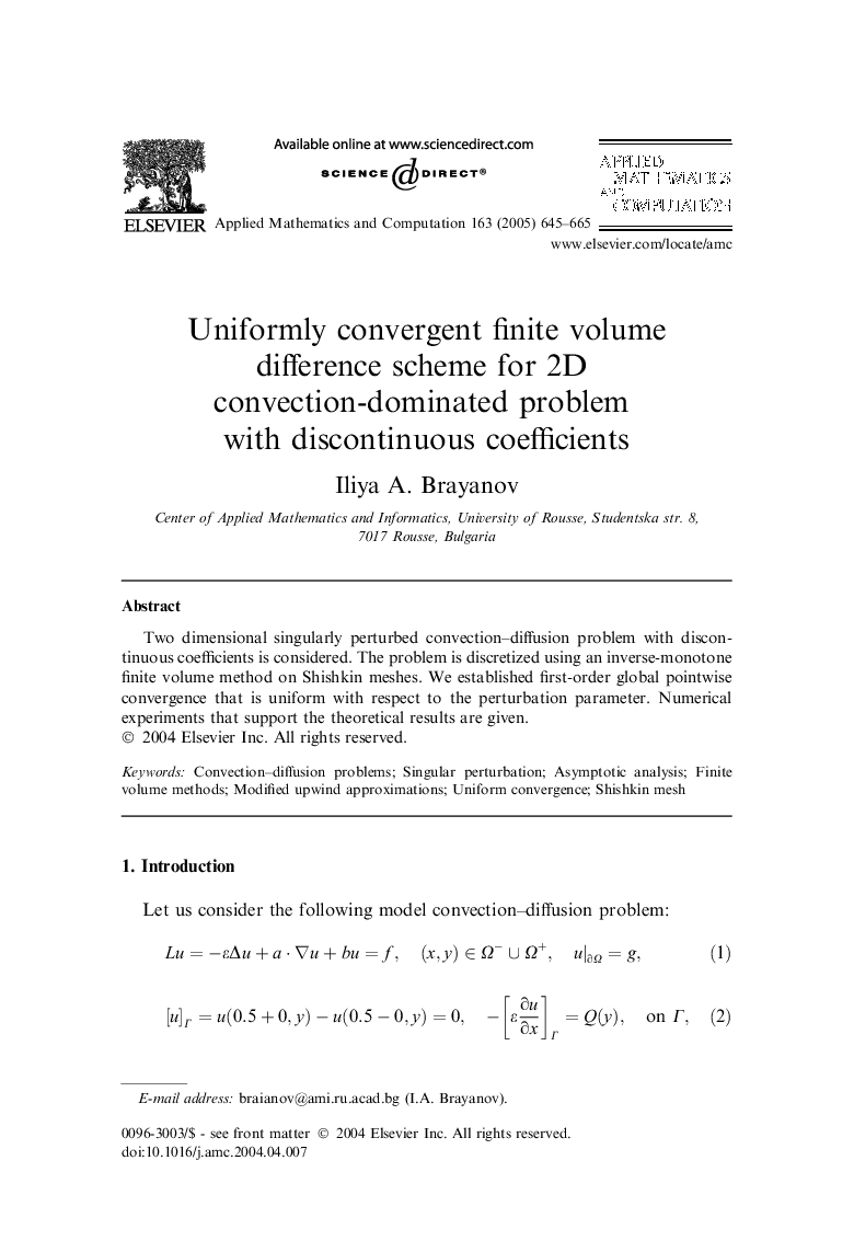 Uniformly convergent finite volume difference scheme for 2D convection-dominated problem with discontinuous coefficients