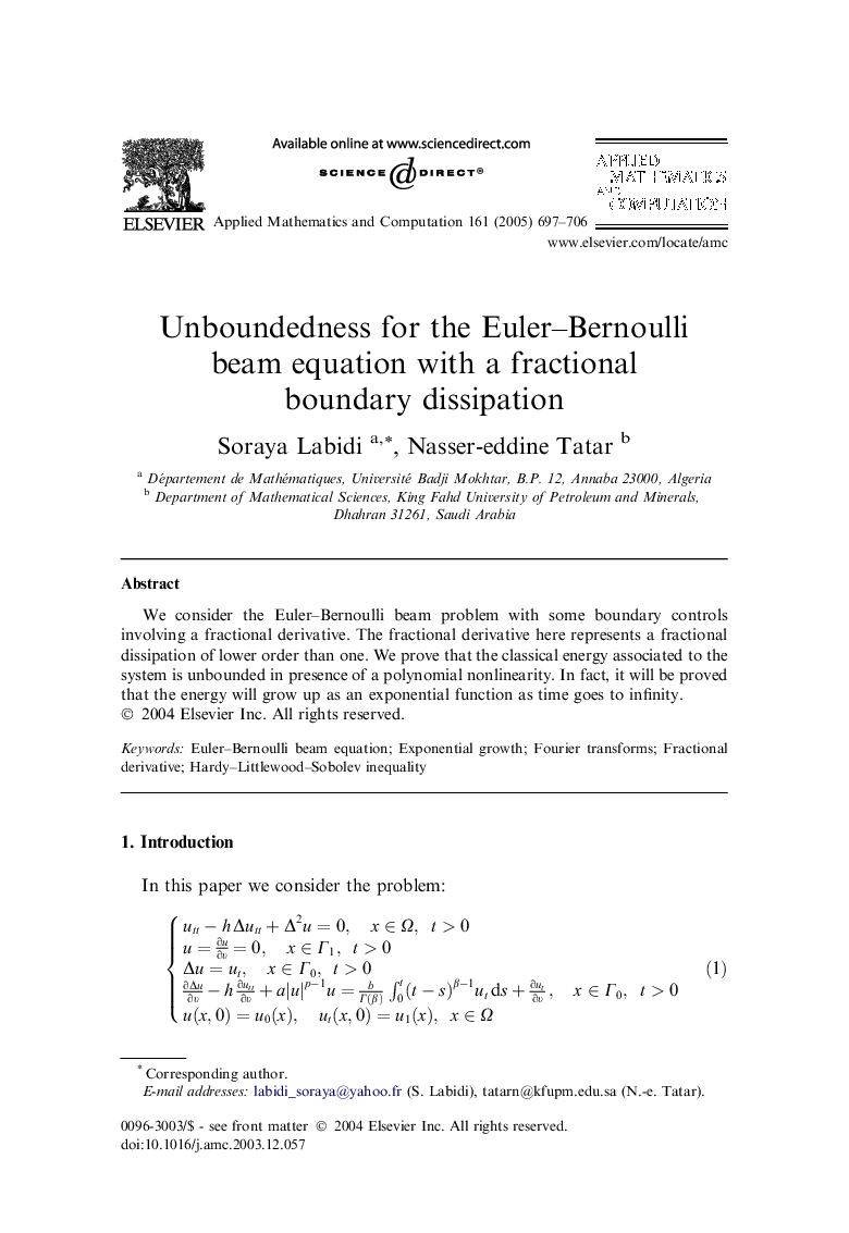 Unboundedness for the Euler-Bernoulli beam equation with a fractional boundary dissipation