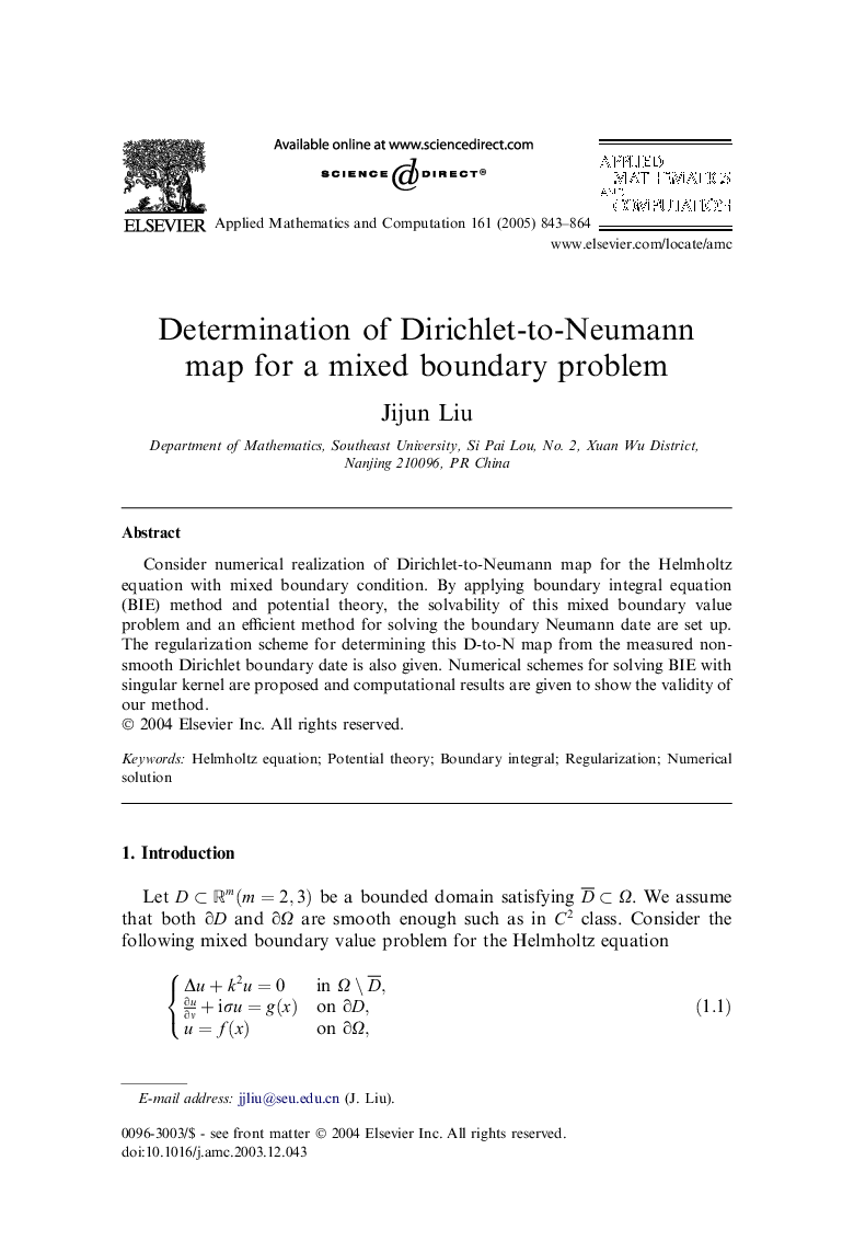 Determination of Dirichlet-to-Neumann map for a mixed boundary problem