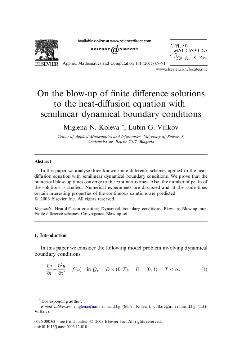 On the blow-up of finite difference solutions to the heat-diffusion equation with semilinear dynamical boundary conditions