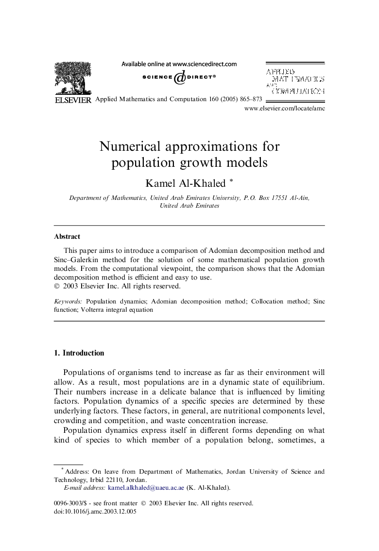 Numerical approximations for population growth models