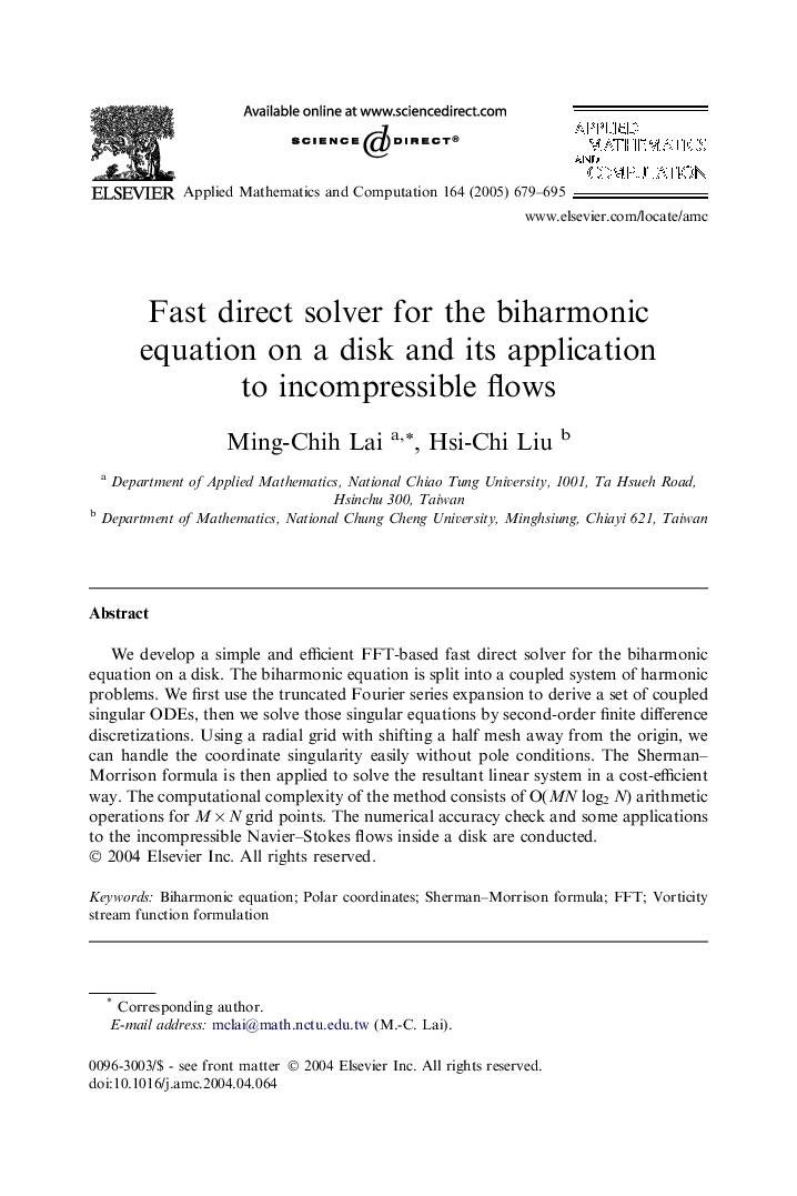 Fast direct solver for the biharmonic equation on a disk and its application to incompressible flows