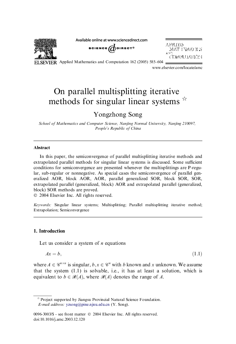 On parallel multisplitting iterative methods for singular linear systems