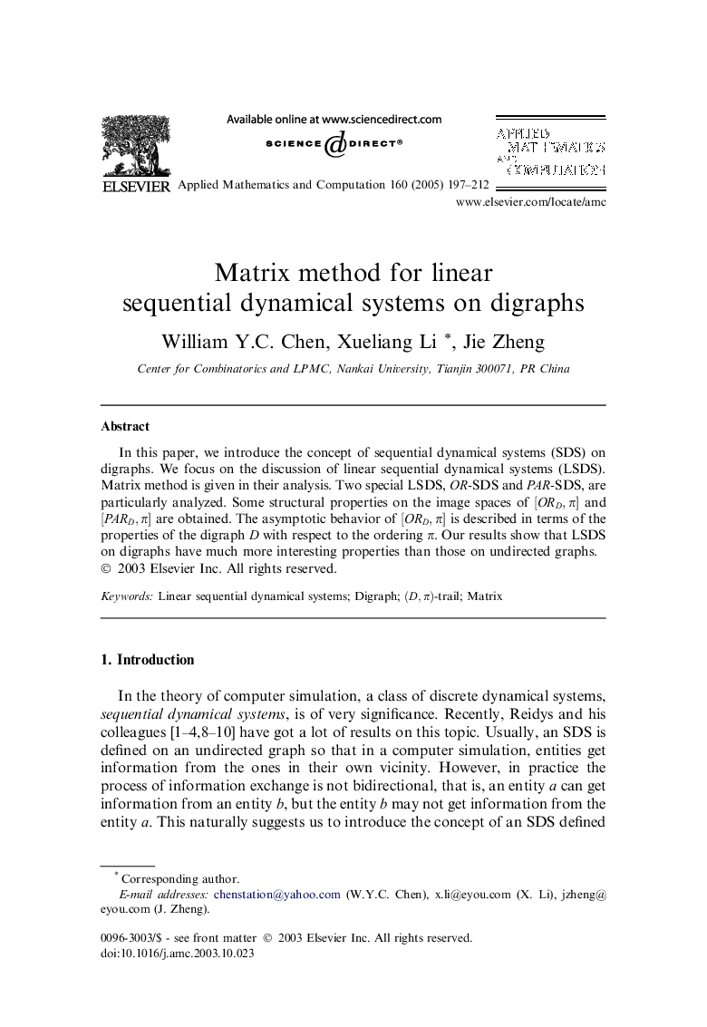 Matrix method for linear sequential dynamical systems on digraphs
