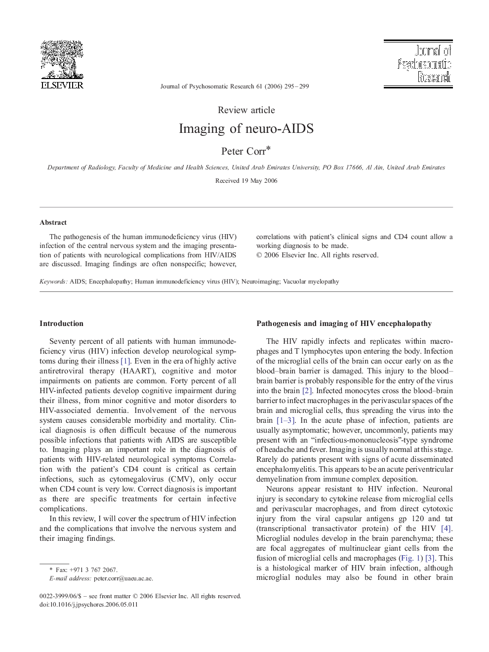 Imaging of neuro-AIDS